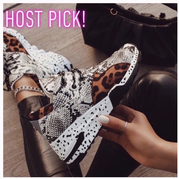 Mixed print leopard & snake sneakers - Picture 2 of 9